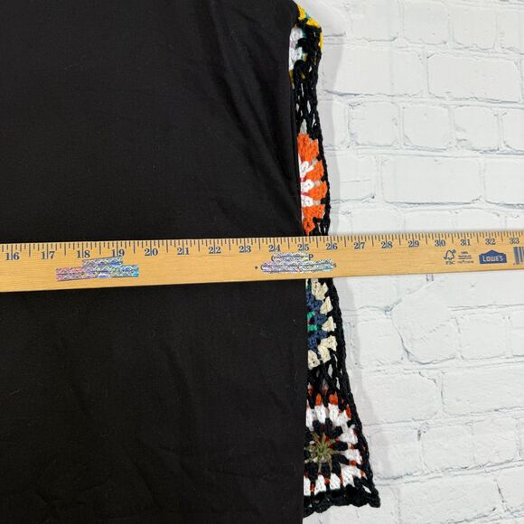 Knox Rose Tunic Dress Women XL Black Crochet Bell Sleeve Granny Hippie Festival - Picture 5 of 11